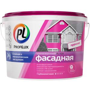 Краска фасадная влагостойкая акриловая Profilux PL-112А глубокоматовая белая 3 кг