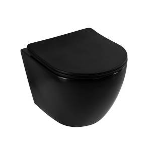 Унитаз подвесной Art&Max Ovale AM011CHR-MB/SC с сиденьем, черный
