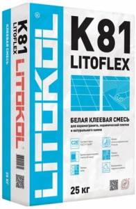 Беспылевая клеевая смесь Litokol LITOFLEX К81 Белый