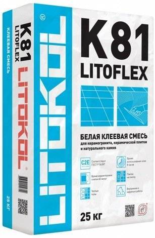 Беспылевая клеевая смесь Litokol LITOFLEX К81 Белый