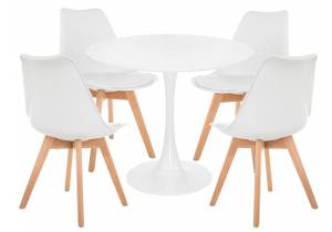 Обеденная группа Woodville Зарту 528186 white, wood, стулья ткань