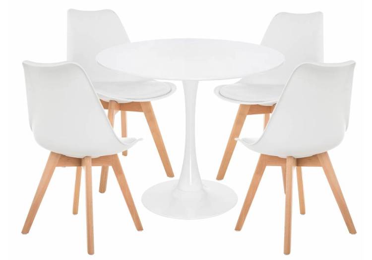 Обеденная группа Woodville Зарту 528186 white, wood, стулья ткань
