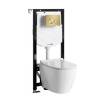 Унитаз с инсталляцией Wasserkraft Aller (Аллер) 10TLT.010.ME.MG02.H002 безободковый, сиденье микролифт, кнопка золото матовое