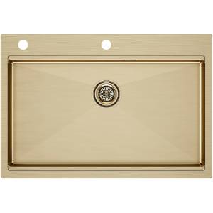 Мойка кухонная Paulmark Vast-pro PM707551-BG 75x51 брашированное золото