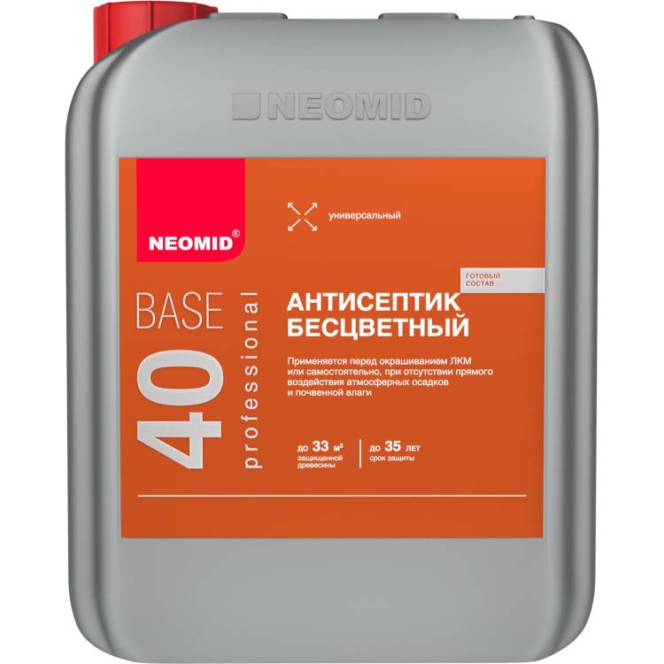 Антисептик универсальный бесцветный для наружных и внутренних работ Neomid 40 Base 5 л