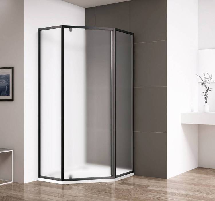 Душевой уголок Cezares ECO-O-P-1-90-P-NERO профиль черный, стекло матовое, 90x90x195