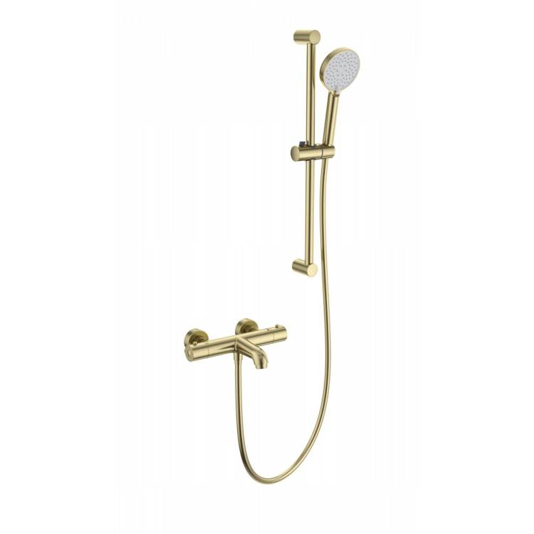 Смеситель для ванны Wonzon & Woghand WW-C2006-A-BG термостатический, с душевым гарнитуром, брашированное золото