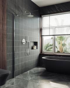 Душевая перегородка MaybahGlass MGD-695-5ш 79x195, стекло прозрачное 8 мм, профиль хром матовый
