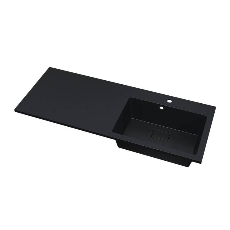 Раковина Uperwood Cosmos Quartz RCosmos Quartz120RU над стиральной машиной, правая, уголь, 120x48
