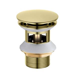 Донный клапан для раковины Aquatek AQ6002PG с переливом, золото полированное