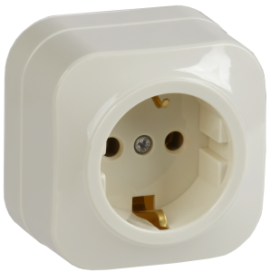 Розетка 1-местная с заземлением IEK Glory ERH11-K33-16 кремовый