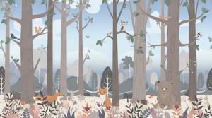 Бесшовные Eco обои Ortograf Little friends 34409 Лесная полянка Ворс+ ОЕ+