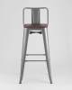 Набор из 6 барных стульев Stool Group Tolix YD-H765E-W YG-15 X6 серебристый матовый, темное дерево, со спинкой фото 6