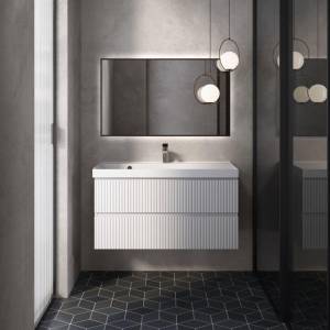 Тумба под раковину AQUAme S1 AQM900110WH подвесная, белый глянец, 100 см