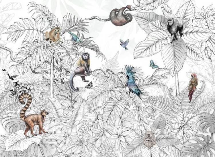 3D Фотообои Artegrafico «Джунгли эскиз» FN-001 канвас