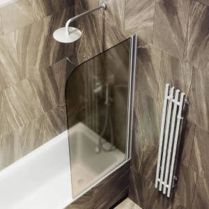 Шторка на ванну MaybahGlass MGV-640-5 профиль хром матовый, стекло бронза матовая, 90x140