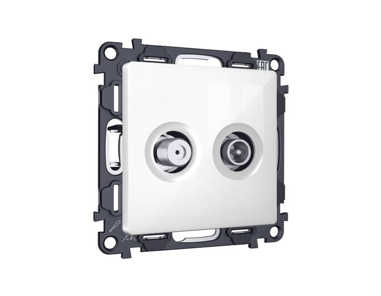 Комплект механизма TV розетки оконечной+SAT Ambrella Volt MA MA113310 белый глянец