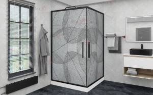 Душевой уголок AvaCan KB80MT профиль черный, стекло матовое, 90x90x195