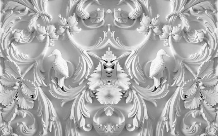 3D Фотообои Artegrafico «Барельеф птицы в листьях» BR-073 песок