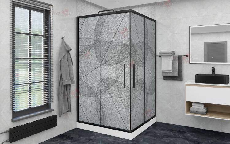 Душевой уголок AvaCan KB80MT профиль черный, стекло матовое, 90x90x195