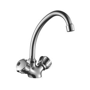 Смеситель для кухни Decoroom DR50 DR50028R двуручный с высоким повортным изливом Хром