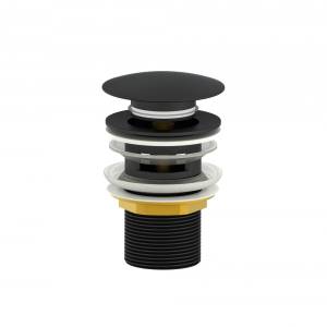 Донный клапан для раковины Wonzon & Woghand WW-88SS01-MB с переливом, черный матовый