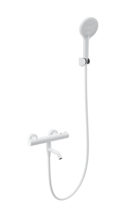 Смеситель для ванны Wonzon & Woghand WW-B2065-A1-MW с душем и термостатом, белый матовый