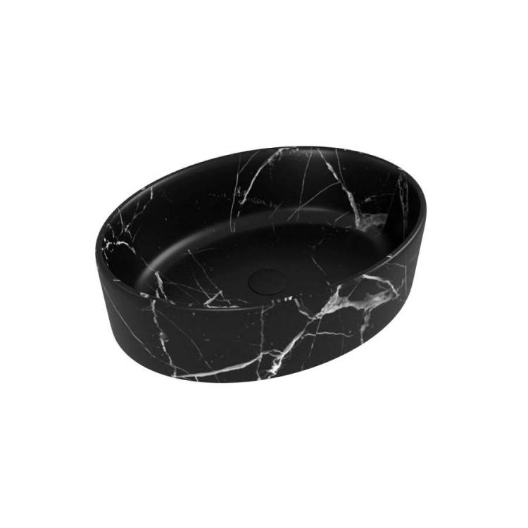 Раковина Teymi Lori T50485 50 см, под мрамор, черная матовая