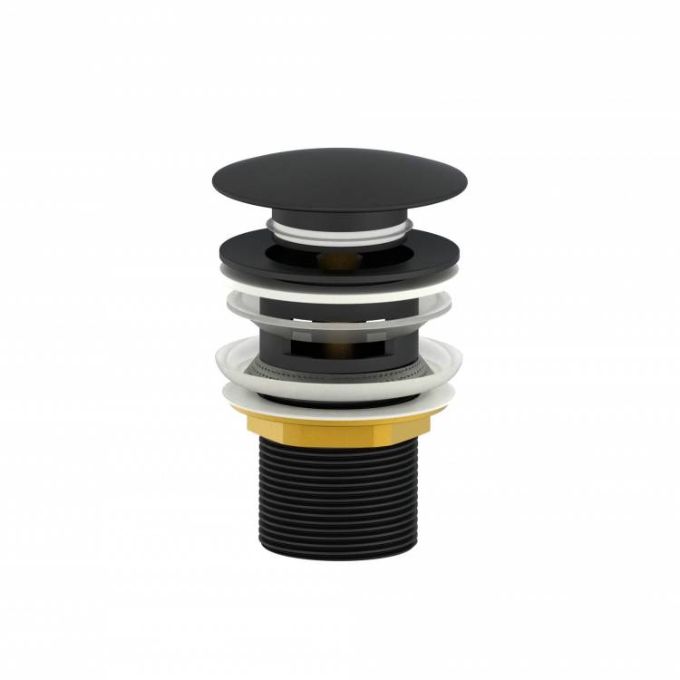 Донный клапан для раковины Wonzon & Woghand WW-88SS01-MB с переливом, черный матовый