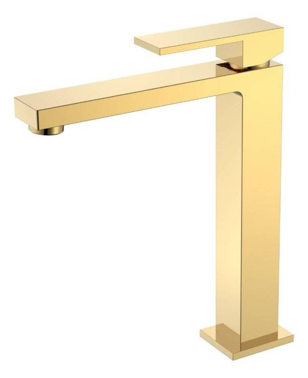 Смеситель для умывальника Boheme Qubic 472-G высокий Gold