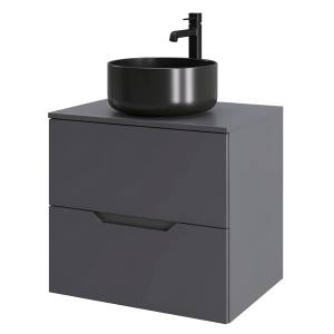 Тумба с раковиной Orange Line Li-60TugMDF+B07-345B графит матовый, 60 см