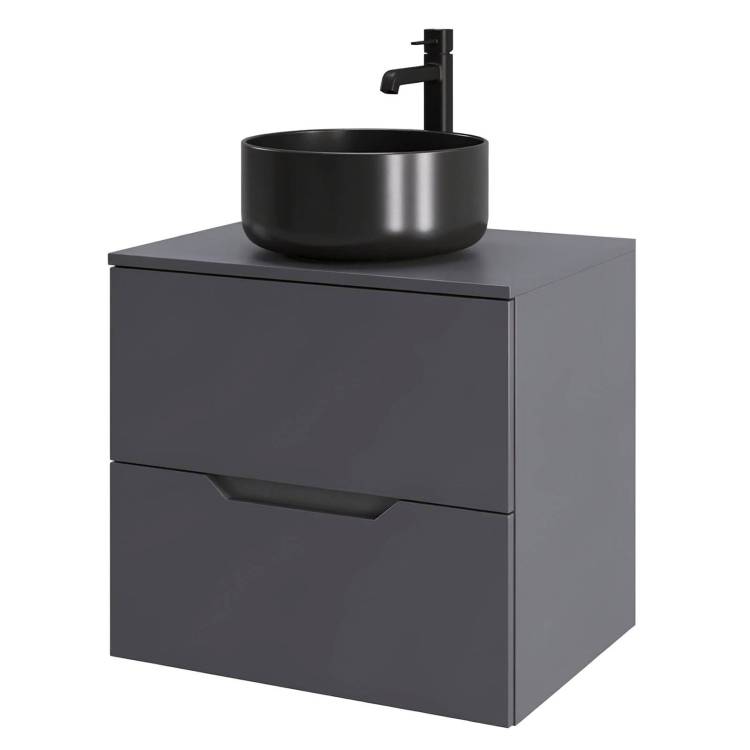 Тумба с раковиной Orange Line Li-60TugMDF+B07-345B графит матовый, 60 см