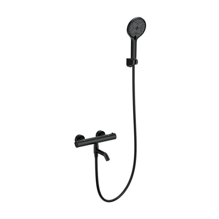 Смеситель для ванны Wonzon & Woghand WW-B2065-A1-MB термостатический, с душевым гарнитуром, черный матовый