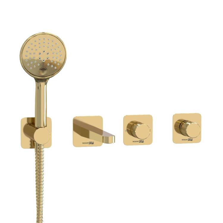 Душевой комплект Wasserkraft Ems A7651.303.305.280.197.207 золотой, встраиваемый, с изливом, с лейкой