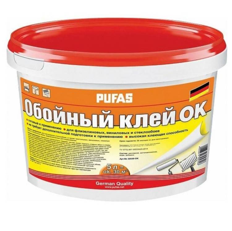 Клей для флизелиновых и виниловых стеклообоев Pufas морозостойкий 5 кг