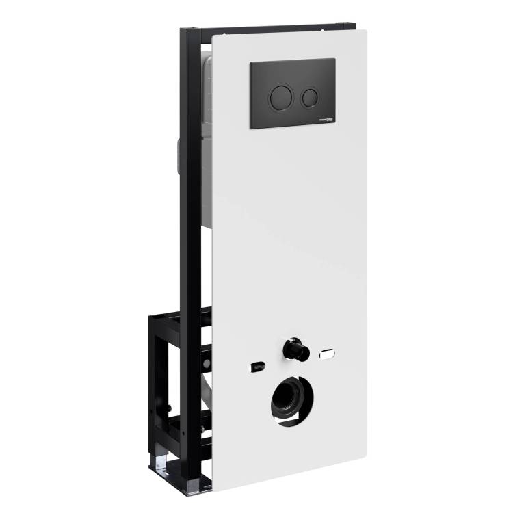 Система инсталляции для унитазов Wasserkraft Glan 66TLT.010.ME.WH.MB01 клавиша черный матовый