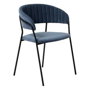 Стул Bradex Home Turin FR 0555, синий вельвет с черными ножками