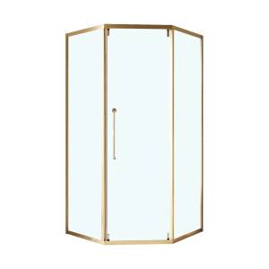 Душевой уголок Cezares Relax RELAX-304-P-1-100-C-BORO профиль брашированное золото, стекло прозрачное, 100x100x200