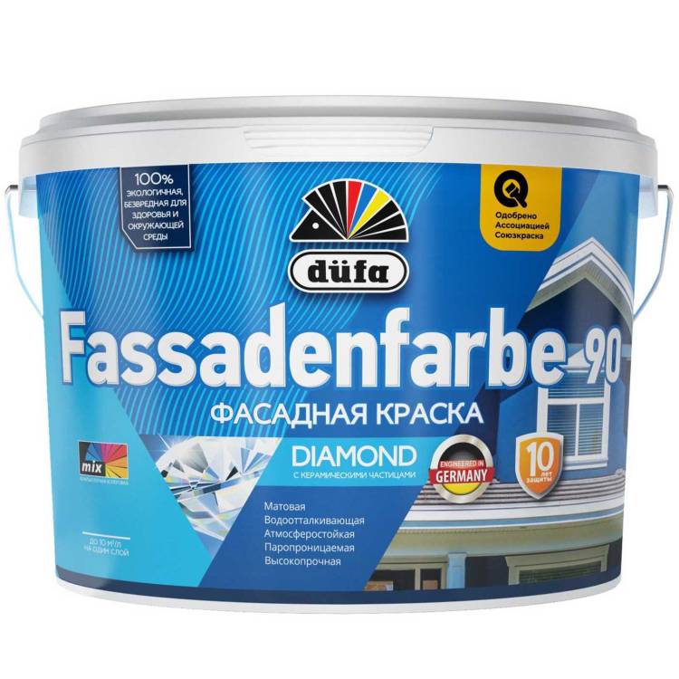Краска фасадная водно-дисперсионная Dufa Fassadenfarbe RD90 матовая белая 2.5 л