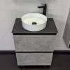 Тумба с раковиной Comforty Эдинбург-60-Н 00-00004767 бетон светлый с черной столешницей с отверстием под смеситель, с раковиной COMFORTY 9111 фото 2