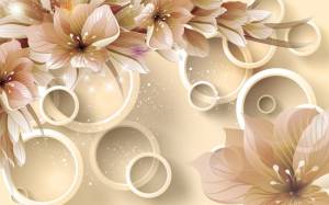 3D Фотообои Artegrafico «Волшебные цветы на бежевом фоне» GM-072 песок