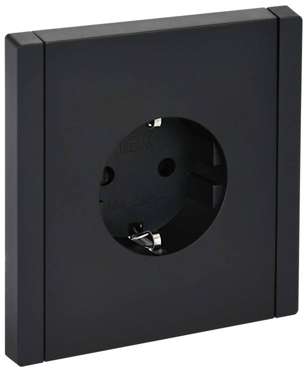 Розетка 1-местная с заземлением и шторками IEK Forte&Piano FP-R14-16-K02 черный