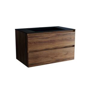 Тумба с раковиной Vincea Luka 800 2 выкатных ящика, C.Oak, раковина черная