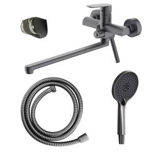Смеситель для ванны Azario Alanti AZ-K1732GR длинный излив, серый графит