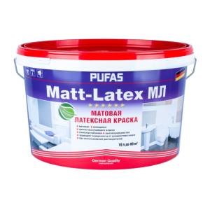 Краска моющаяся латексная Pufas Matt-Latex МЛ матовая база А морозостойкая 10 л
