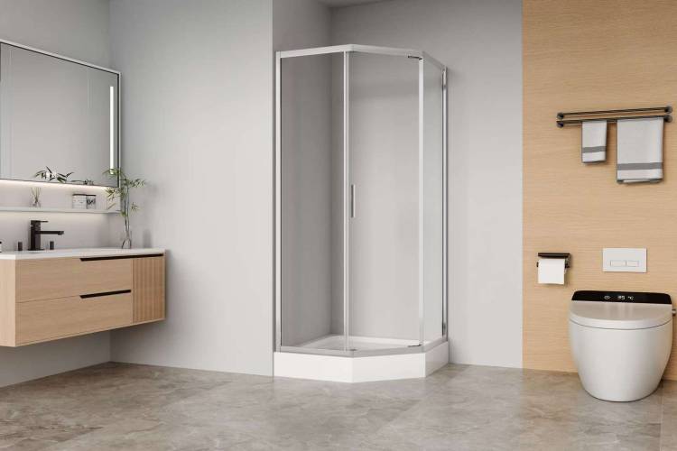 Душевой уголок Aquanet Bright AE90-P-90x90-CT профиль хром, стекло прозрачное, 90x90x200