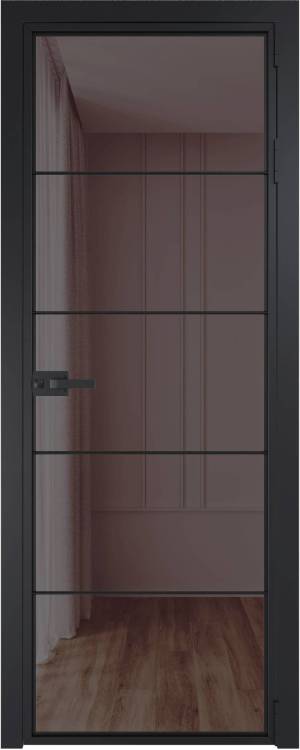 Межкомнатная дверь Profil Doors 5 AX цвет профиля Черный, стекло безопасное 6 мм золотистая бронза 700x2000