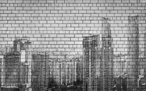 3D Фотообои Artegrafico «Мегаполис на кирпичах» LOFT-003 акварель