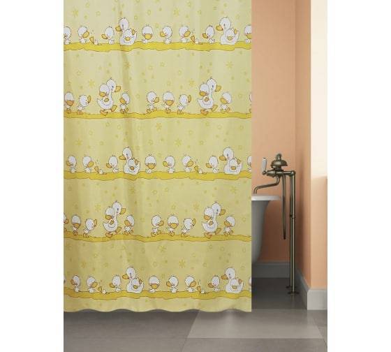 Штора для ванной Bath Plus 2100S/22 180x180, белый, желтый