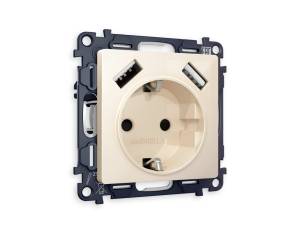 Комплект механизма электрической розетки 2USB A+A 18W (быстрая зарядка) с заземлением Ambrella Volt Alfa MA309010